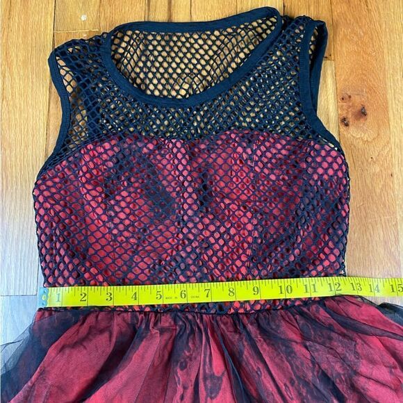 Pyon Pyon Punk Gothic Dress Black And Red With Fish Net - Picture 8 of 10